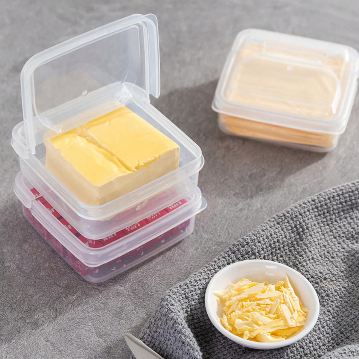 1 pièce/2 pièces Boîte de rangement de tranches de fromage Boîte de conservation d'oignon de réfrigérateur d'ail de gingembre de fruit Boîte