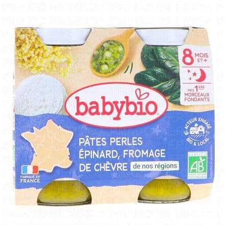 BABYBIO Repas du soir - Petit pot Pates épinard et fromage de chèvre dès 8mois Bio 2x200g